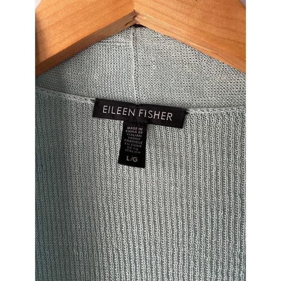 Eileen‎ Fisher Linen Blend Open Front Mint Green Cardigan Size Large - Picture 3 of 5